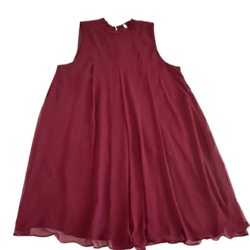 BCBGeneration Women's L Red Wine Sleeveless Mock Neck Mini Relaxed Fit Dress - Picture 7 of 16